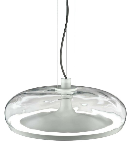 Leucos Aurelia S45 SS, závěsné svítidlo čiré sklo s vodním efektem/bílá, 11+14W LED 2700K stmívatelné, průměr 45cm