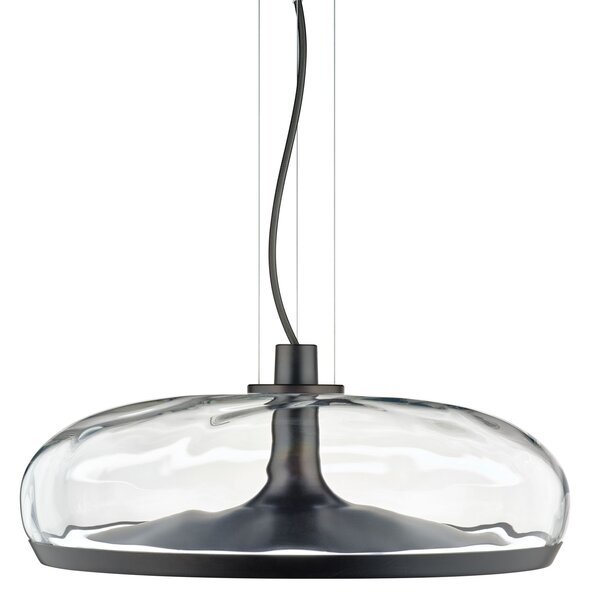 Leucos Aurelia S45 SS, závěsné svítidlo čiré sklo s vodním efektem/matná zbraňová ocel, 11+14W LED 2700K stmívatelné, průměr 45cm