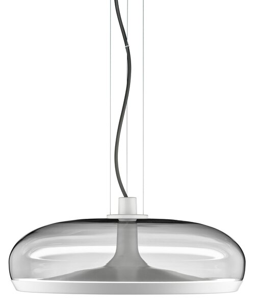 Leucos Aurelia S45 SS, závěsné svítidlo kouřové sklo/bílá, 11+14W LED 2700K stmívatelné, průměr 45cm