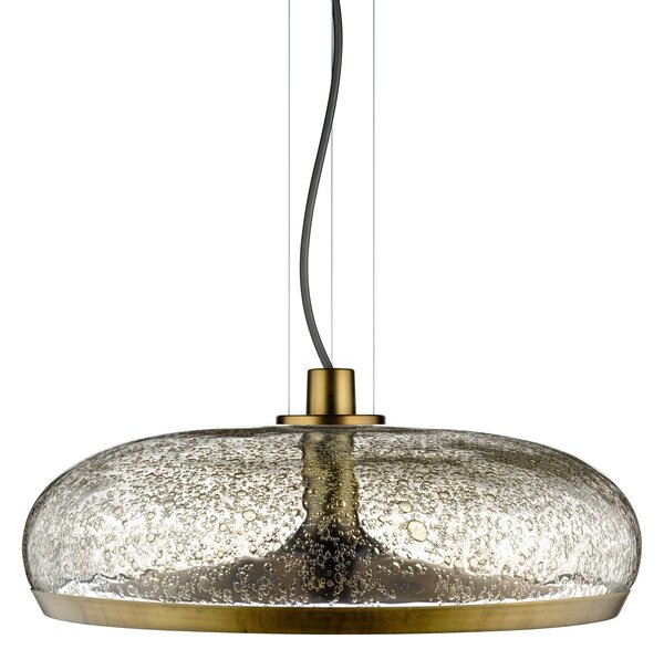 Leucos Aurelia S45 SS, závěsné svítidlo čiré sklo pulegoso s kovovým práškem/vintage mosaz, 11+14W LED 2700K stmívatelné, průměr 45cm
