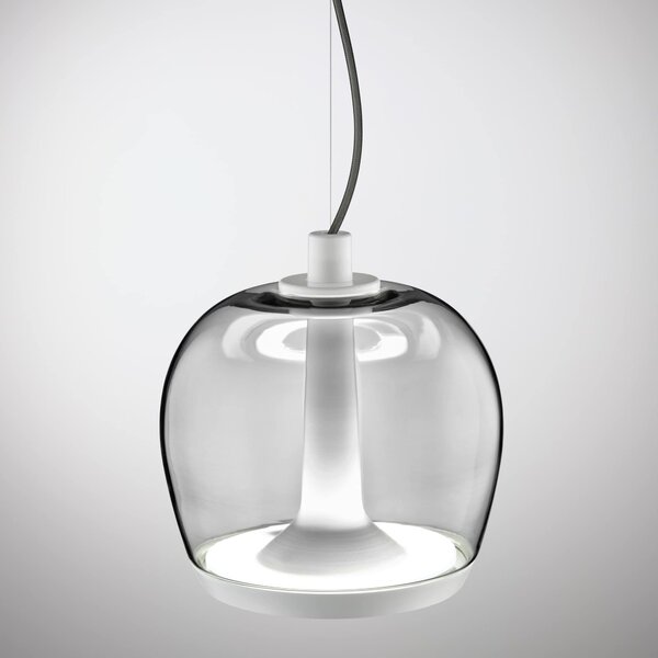 Leucos Aurelia S22 SS, závěsné svítidlo kouřové sklo/bílá, 11+5W LED 2700K stmívatelné, průměr 22,5cm