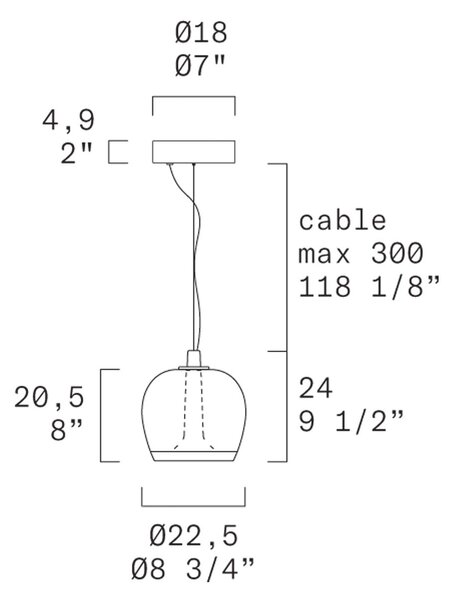 Leucos Aurelia S22 SS, závěsné svítidlo kouřové sklo/bílá, 11+5W LED 2700K stmívatelné, průměr 22,5cm