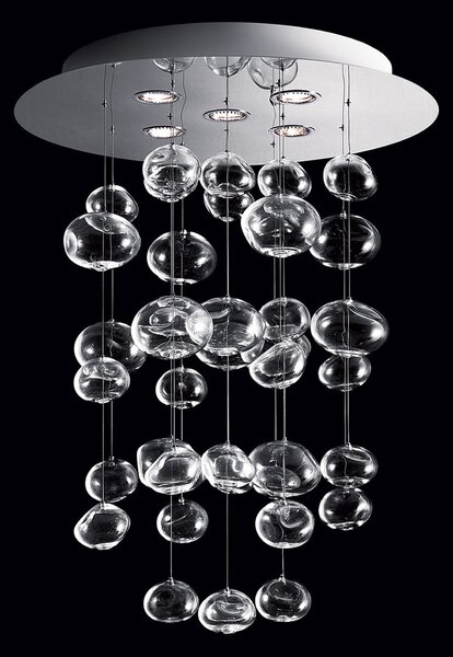 Leucos Ether S, luxusní svítidlo z křišťálového skla, 5x7W GU10, průměr 47cm, délka: 85cm
