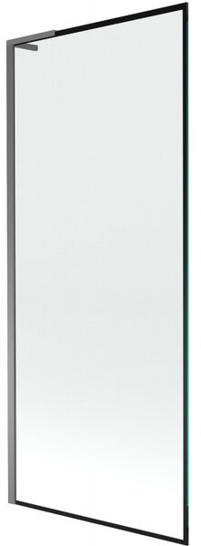 Mexen Next L, 1-křídlová vanová zástěna 80 x 150 cm, 6mm čiré sklo-černý vzor, ​​grafitový profil, 895-080-000-03-70-95