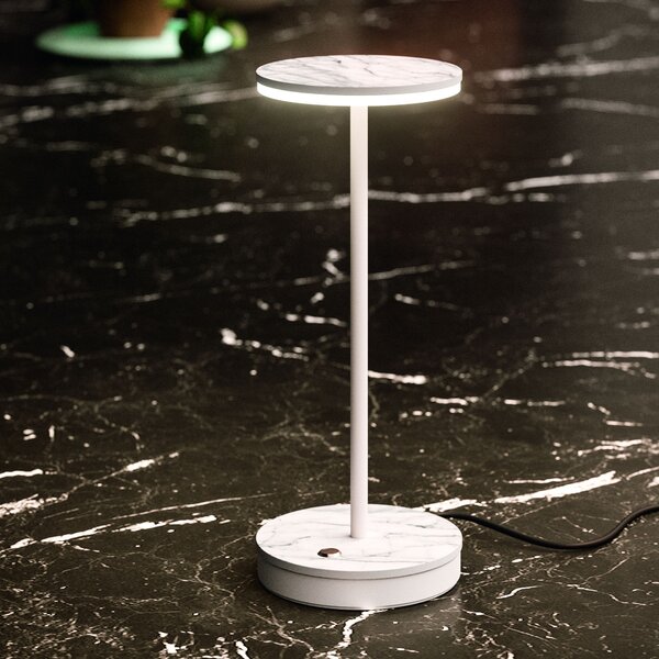 Linea Light 9679M Gemini_Tab, bílá stolní LED lampička, 9W LED 2700K, výška 29,6cm
