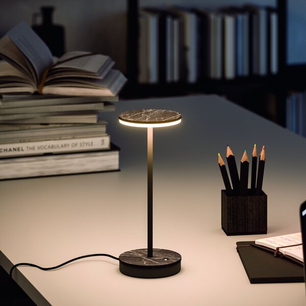 Linea Light 9678M Gemini_Tab, černá stolní LED lampička, 9W LED 2700K, výška 29,6cm