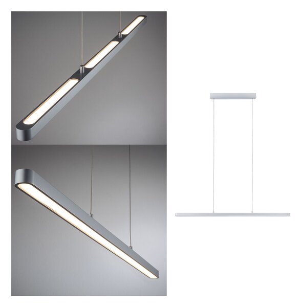 Paulmann 79900 Lento, matně chromové lineární závěsné svítidlo se svícením nahoru-dolu, 42W LED 2700K stmívatelné, délka 100cm