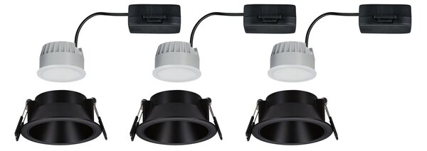 Paulmann 94869 Cole Coin, set bodovek v černé úpravě, 3x6W LED 2700K tříkrokové stmívání, prům. 8,8cm, IP44