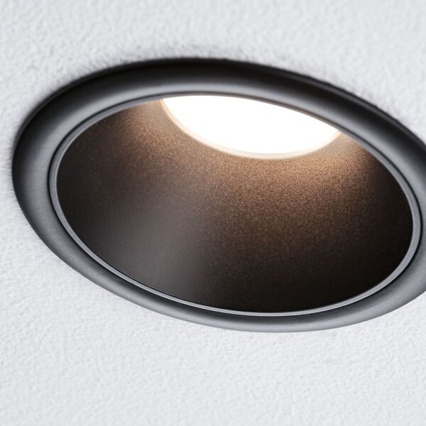 Paulmann 94869 Cole Coin, set bodovek v černé úpravě, 3x6W LED 2700K tříkrokové stmívání, prům. 8,8cm, IP44