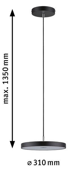Paulmann 96777 Hildor, závěsné svítidlo, 1x17W LED 2700K Zigbee, černá, průměr 31cm