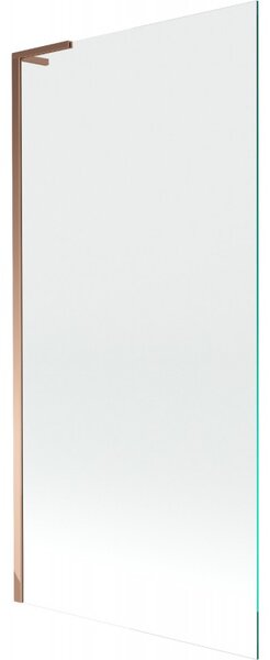 Mexen Next L, 1-křídlová vanová zástěna 90 x 150 cm, 6mm čiré sklo, růžové zlato profil, 895-090-000-03-00-60