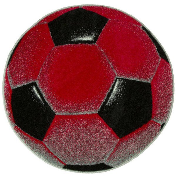 Kulatý koberec Rainbow 11198/120 Fotbalový balón červený Rozměr: průměr 80 cm