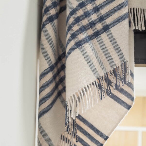 Vlněná deka Hex Check Blue Slate 240 x 150 cm Tweedmill