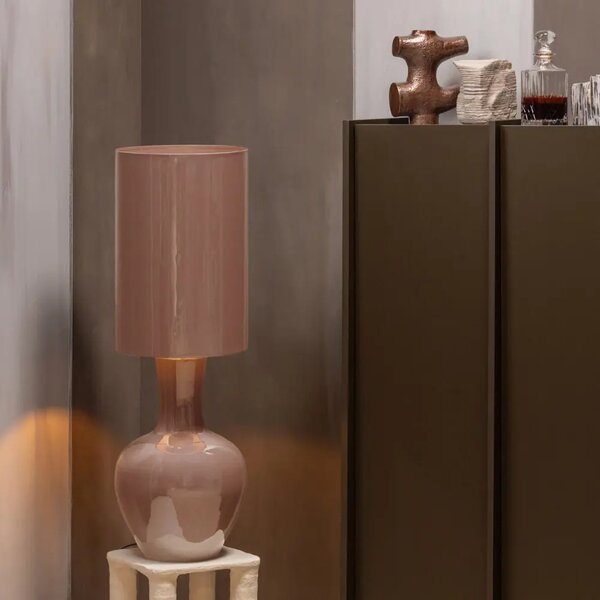 WOOOD Světle růžová kovová stolní lampa Loa