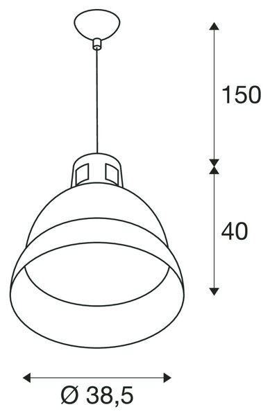 SLV 165359 Para 380, černé industriální závěsné svítidlo 1xE27, průměr 38,5cm