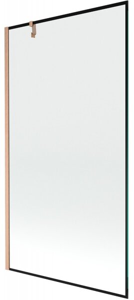 Mexen Next, 1-křídlová vanová zástěna 100 x 150 cm, 6mm čiré sklo - černý vzor, ​​měděná matná, 895-100-000-00-70-65