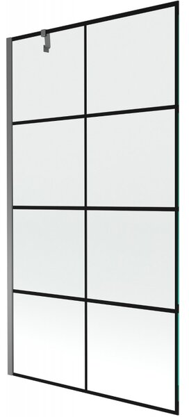 Mexen Next, 1-křídlová vanová zástěna 100 x 150 cm, 6mm čiré sklo - černý vzor, ​​grafitová, 895-100-000-00-77-95