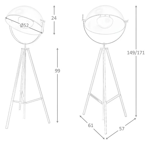 Angel Cerdá Černá kovová stojací lampa No. 8105, 149/171 cm