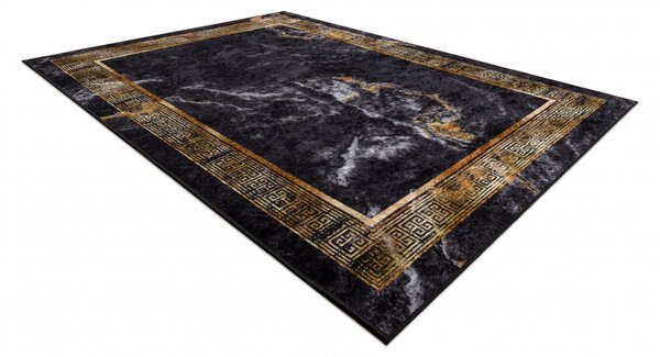 Makro Abra Kusový koberec pratelný MIRO 51278.809 Mramor Řecký vzor protiskluzový černý zlatý Rozměr: 140x190 cm