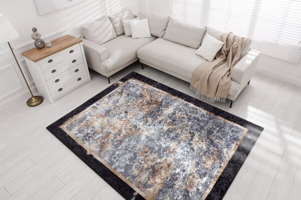 Makro Abra Kusový koberec pratelný MIRO 51328.804 Abstraktní protiskluzový šedý zlatý Rozměr: 160x220 cm