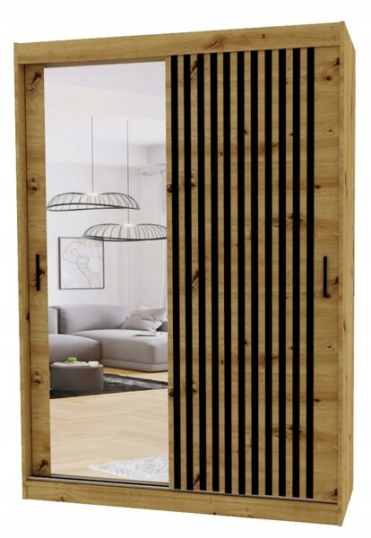 Skříň LAM posuvná se zrcadlem a lamelami 180 cm x 40 cm