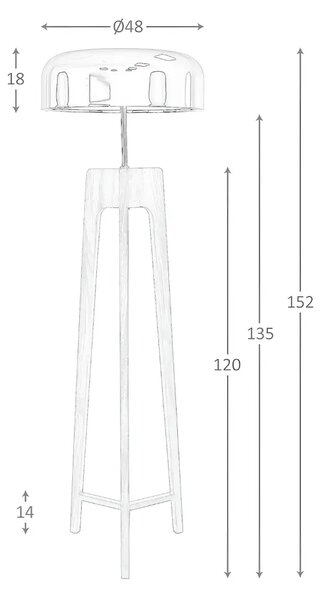 Angel Cerdá Ořechová stojací lampa No. 8110, 152 cm
