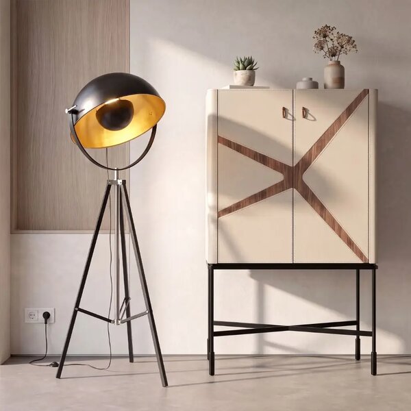 Angel Cerdá Černá kovová stojací lampa No. 8105, 149/171 cm