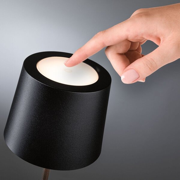 Paulmann 76996 Gilo, černá lampička na baterii, 2,8W LED 2700K dotykové ovládání, výška 35cm, IP44