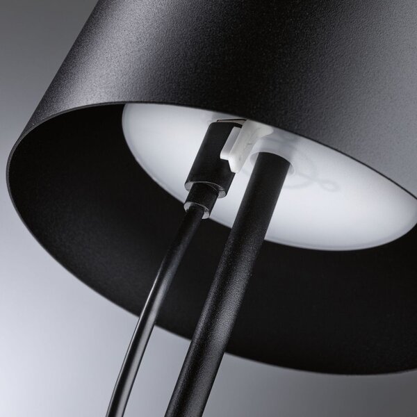 Paulmann 76996 Gilo, černá lampička na baterii, 2,8W LED 2700K dotykové ovládání, výška 35cm, IP44
