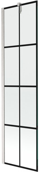 Mexen Next, 1-křídlová vanová zástěna 50 x 150 cm, 6mm čiré sklo - černý vzor, ​​ocelová, 895-050-000-00-77-97