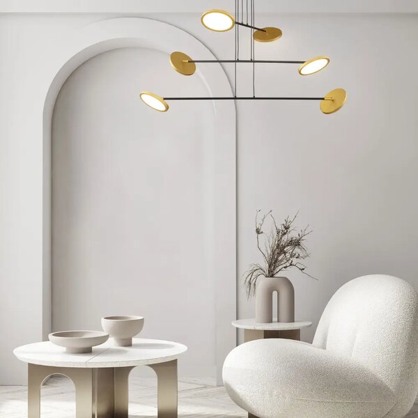 Nova Luce Černo-zlaté kovové závěsné LED světlo Scope 100 cm