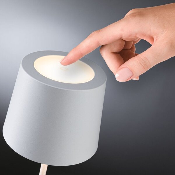 Paulmann 76997 Gilo, bílá lampička na baterii, 2,8W LED 2700K dotykové ovládání, výška 35cm, IP44