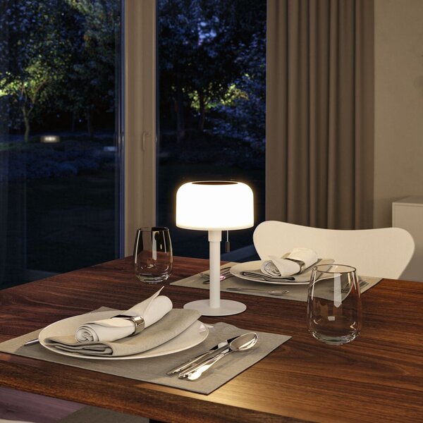 Paulmann 94606 Bartja, bílá solární lampička na baterii, 1,6W LED 2700K, výška 24cm, IP44