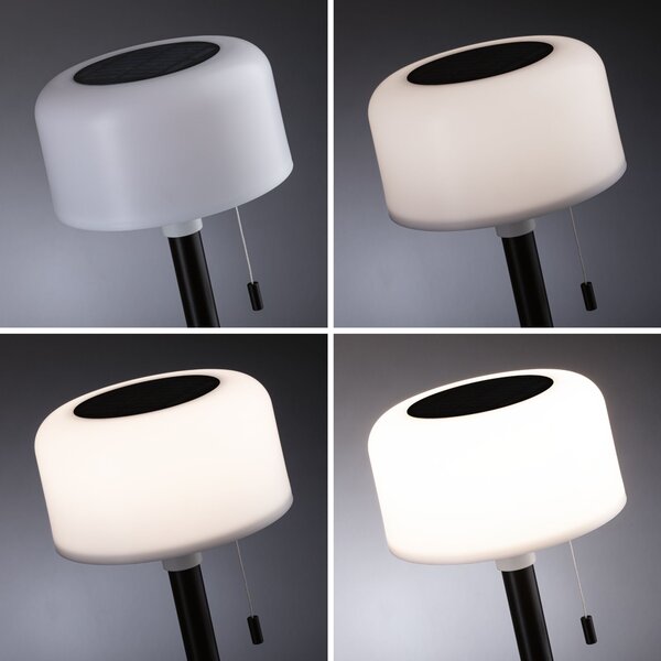 Paulmann 94607 Bartja, černá solární lampička na baterii, 1,6W LED 2700K, výška 24cm, IP44