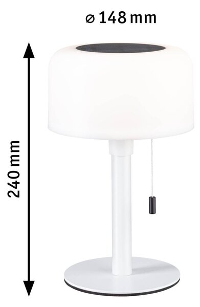 Paulmann 94606 Bartja, bílá solární lampička na baterii, 1,6W LED 2700K, výška 24cm, IP44