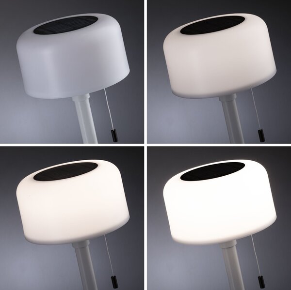 Paulmann 94606 Bartja, bílá solární lampička na baterii, 1,6W LED 2700K, výška 24cm, IP44