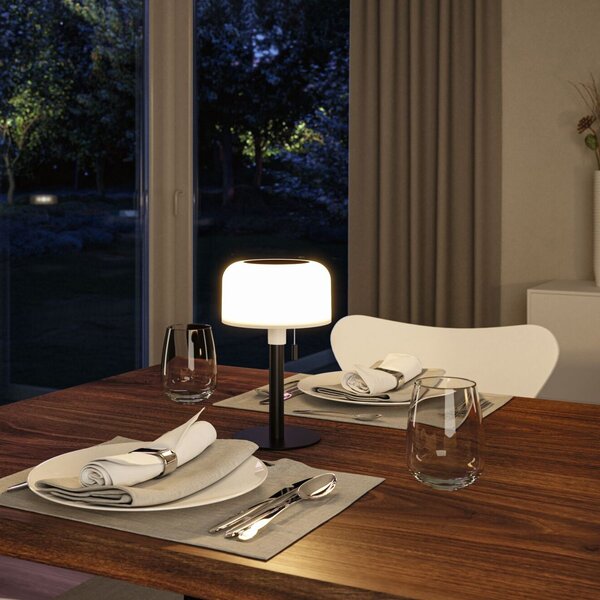 Paulmann 94607 Bartja, černá solární lampička na baterii, 1,6W LED 2700K, výška 24cm, IP44