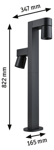 Paulmann 94824 Kimu, antracitové venkovní sloupkové svítidlo, nastavitelné 2x8W LED 3000K, výška 82,2cm, IP44