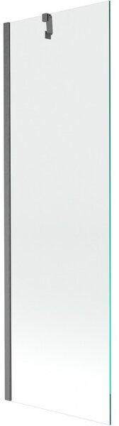 Mexen Next, 1-křídlová vanová zástěna 60 x 150 cm, 6mm čiré sklo, broušená grafitová, 895-060-000-00-00-66