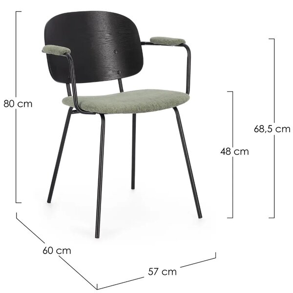 -25 % Dny Marianne - Bizzotto Černá dřevěná jídelní židle Sienna se zeleným sedákem