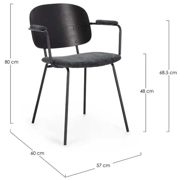 -25 % Dny Marianne - Bizzotto Černá dřevěná jídelní židle Sienna s tmavě šedým sedákem
