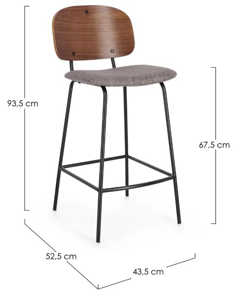 Bizzotto Dřevěná barová židle Sienna s šedým sedákem 68 cm
