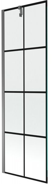 Mexen Next, 1-křídlová vanová zástěna 60 x 150 cm, 6mm čiré sklo - černý vzor, ​​grafitová, 895-060-000-00-77-95