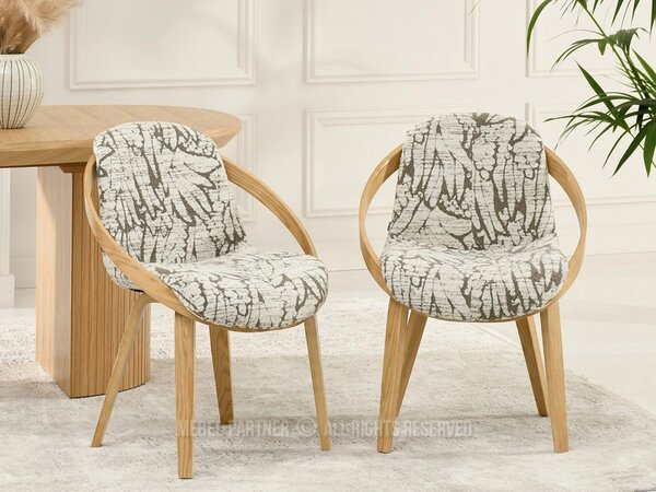 Designová jídelní židle HODA - béžovošedá / dub