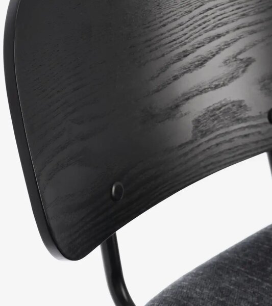 Bizzotto Černá dřevěná barová židle Sienna s tmavě šedým sedákem 68 cm