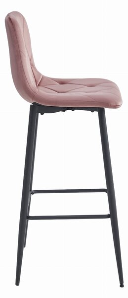 Tmavě růžová barová židle NADO VELVET s černými nohami