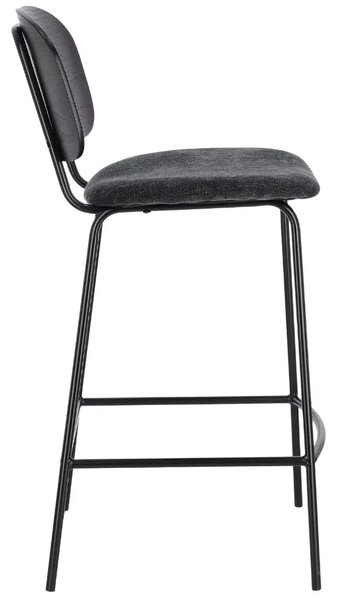Bizzotto Černá dřevěná barová židle Sienna s tmavě šedým sedákem 68 cm