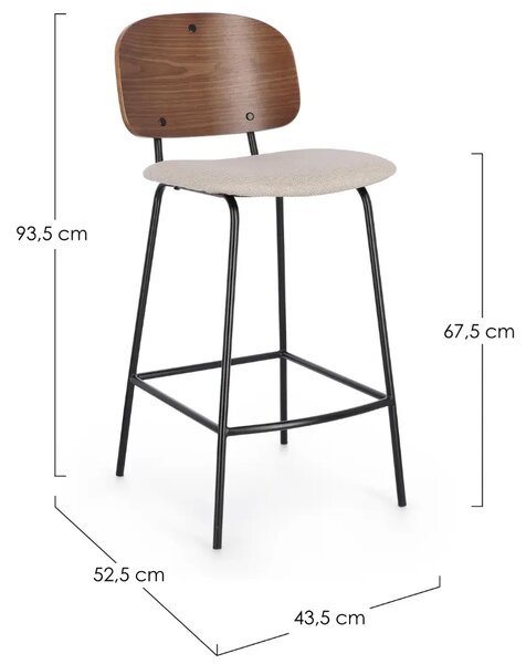 Bizzotto Dřevěná barová židle Sienna s béžovým sedákem 68 cm