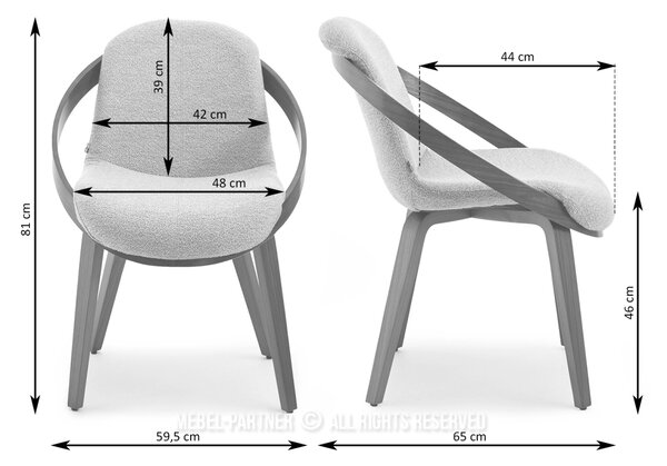 Designová jídelní židle HODA - béžovošedá / dub