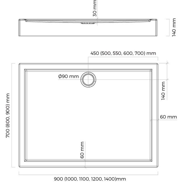 Oltens Vindel obdélníková sprchová vanička 100x80 cm bílá 15008000